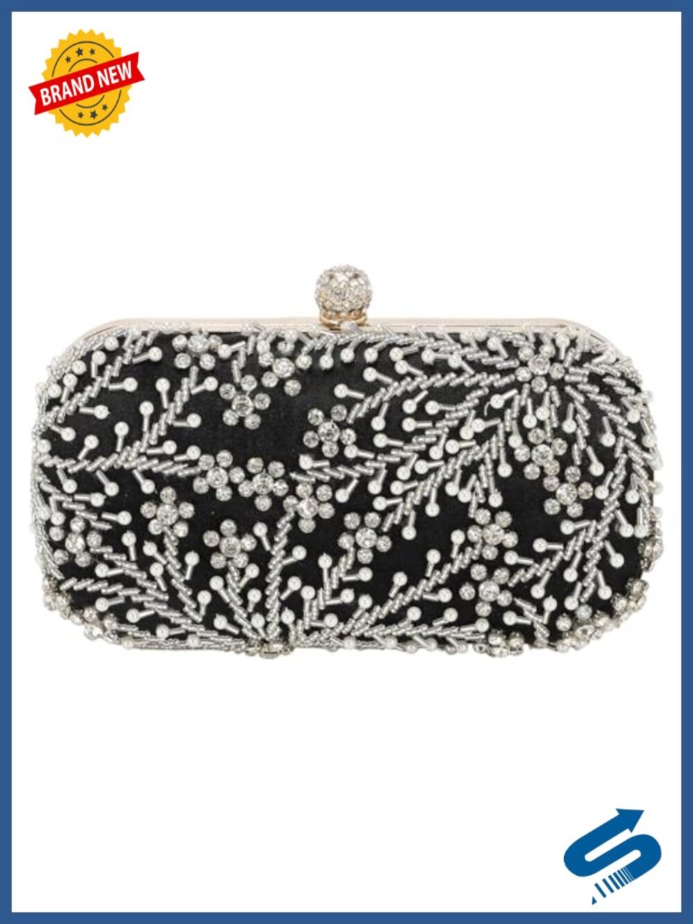 Rhinestone Evening Clutch with Detachable Strap Formal Purse